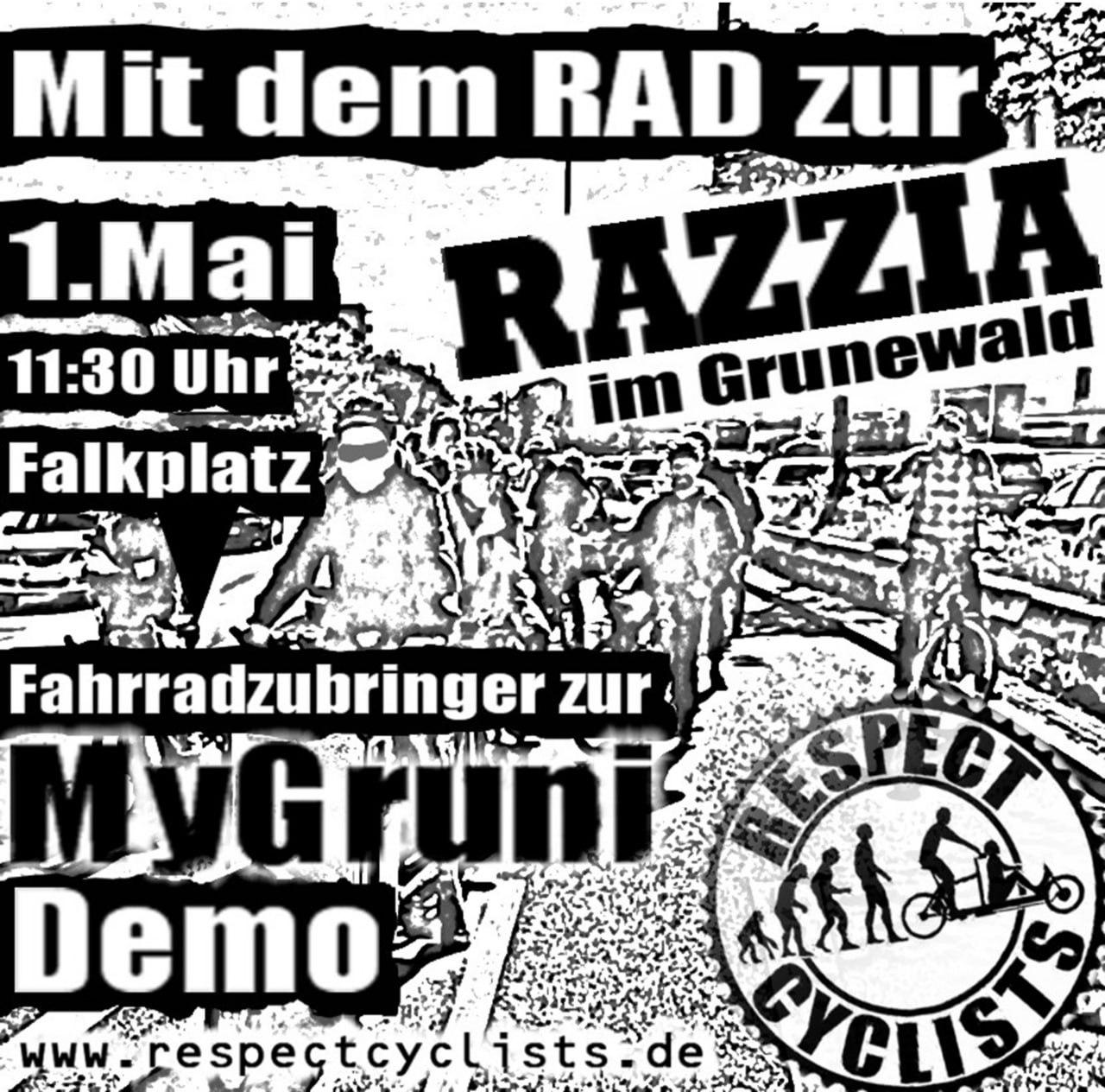  Aufruf zur Respectcyclists Zubringer Demo zur MyGruni Demo